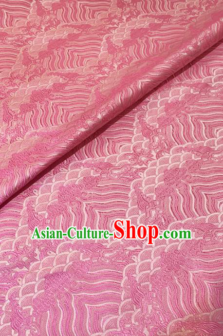 Chinese Classical Sea Wave Pattern Design Pink Brocade Fabric Asian Traditional Satin Tang Suit Silk Material