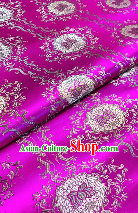 Chinese Classical Lotus Pattern Design Rosy Brocade Fabric Asian Traditional Satin Tang Suit Silk Material