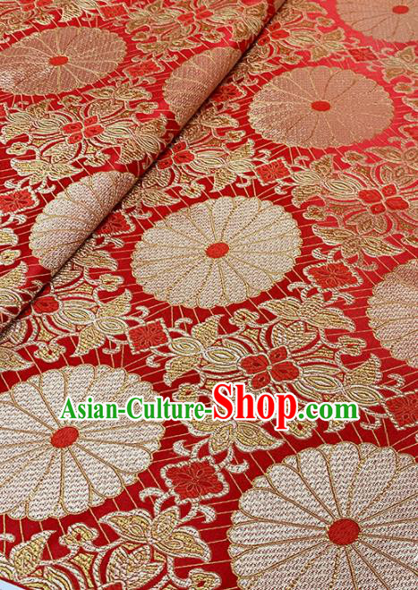 Chinese Classical Sunflower Pattern Design Red Brocade Fabric Asian Traditional Satin Tang Suit Silk Material