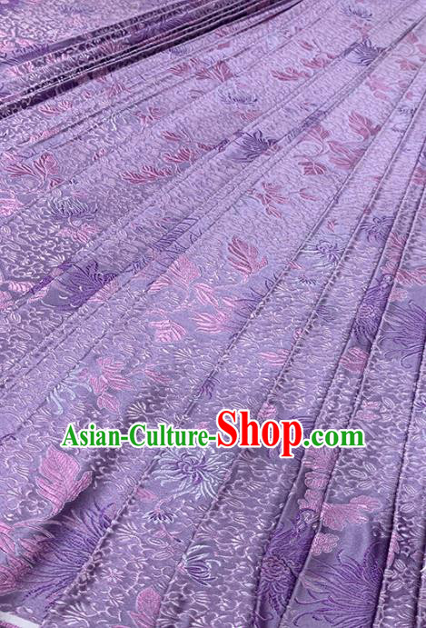 Chinese Classical Fireworks Pattern Design Light Purple Brocade Fabric Asian Traditional Satin Tang Suit Silk Material