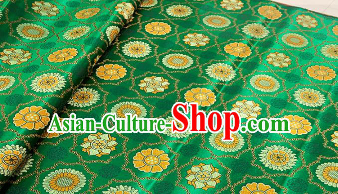 Chinese Classical Pattern Design Green Brocade Fabric Asian Traditional Satin Tang Suit Silk Material