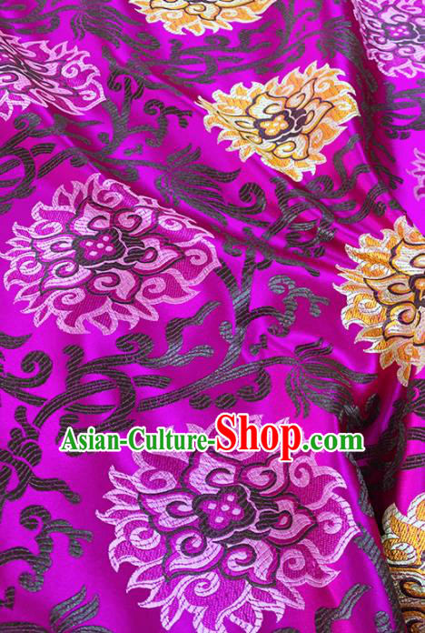 Chinese Classical Buddhism Lotus Pattern Design Rosy Brocade Fabric Asian Traditional Satin Tang Suit Silk Material