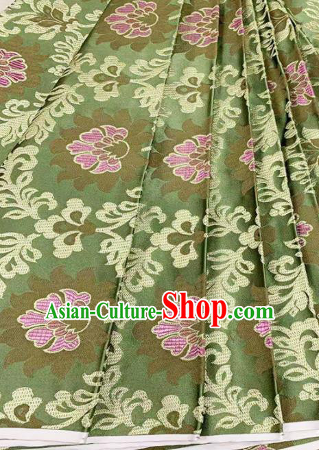 Chinese Classical Lotus Pattern Design Light Green Brocade Fabric Asian Traditional Satin Tang Suit Silk Material