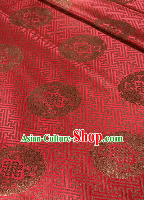 Chinese Classical Lotus Pattern Design Purplish Red Brocade Fabric Asian Traditional Satin Tang Suit Silk Material