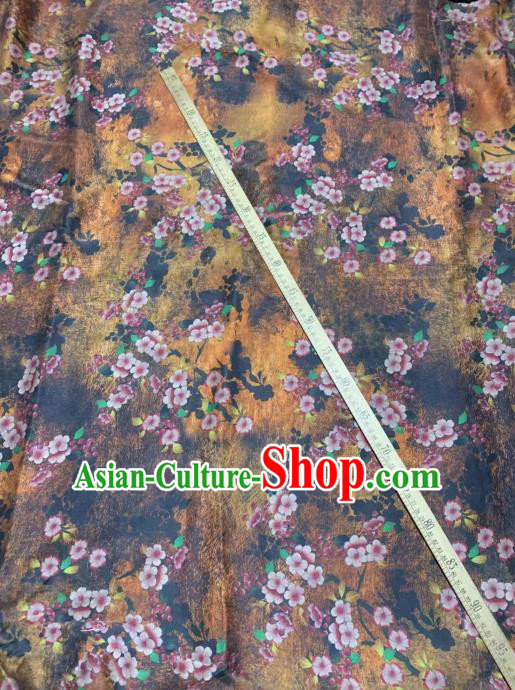 Chinese Classical Peach Blossom Pattern Design Orange Gambiered Guangdong Gauze Fabric Asian Traditional Cheongsam Silk Material