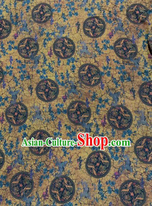 Chinese Classical Plum Dragon Pattern Design Ginger Gambiered Guangdong Gauze Fabric Asian Traditional Cheongsam Silk Material