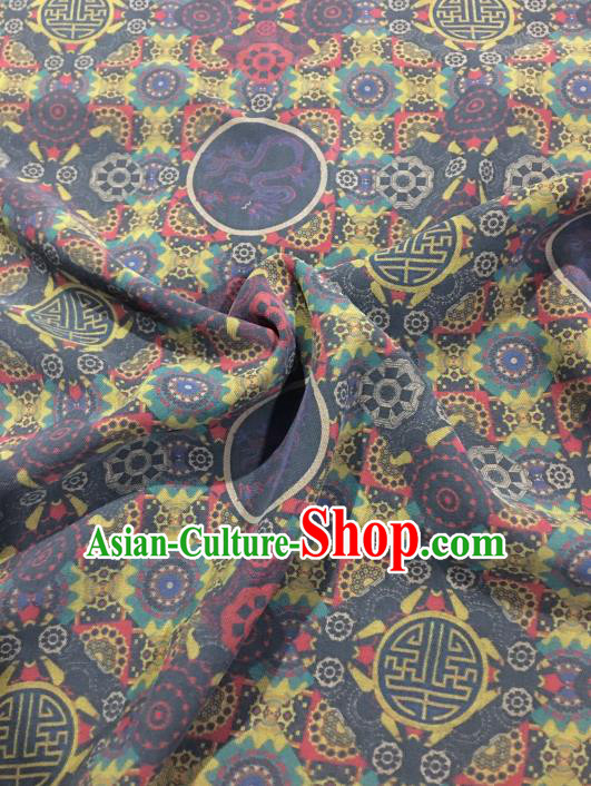Chinese Classical Pattern Design Navy Gambiered Guangdong Gauze Fabric Asian Traditional Cheongsam Silk Material