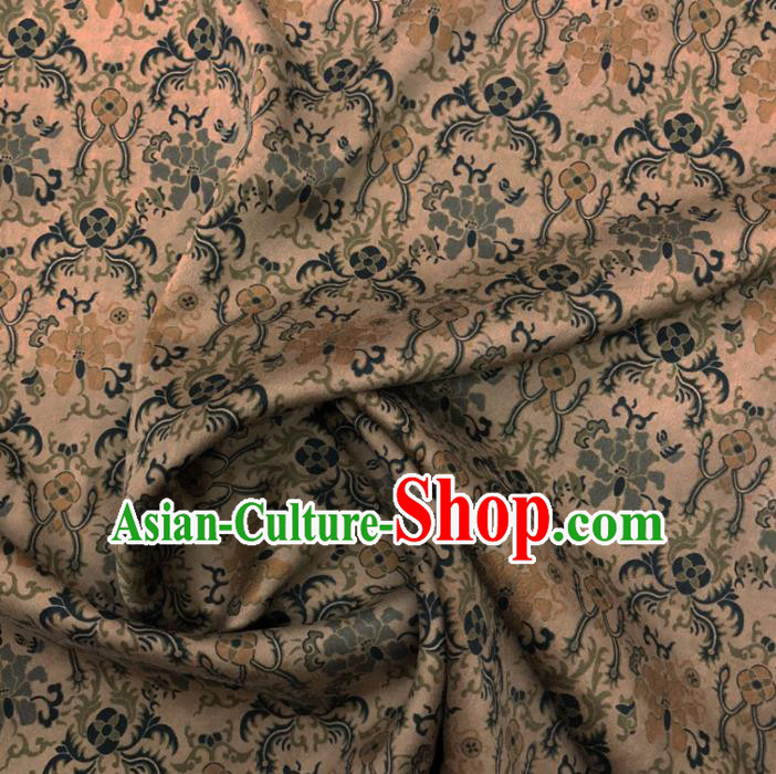 Chinese Classical Pattern Design Khaki Gambiered Guangdong Gauze Fabric Asian Traditional Cheongsam Silk Material