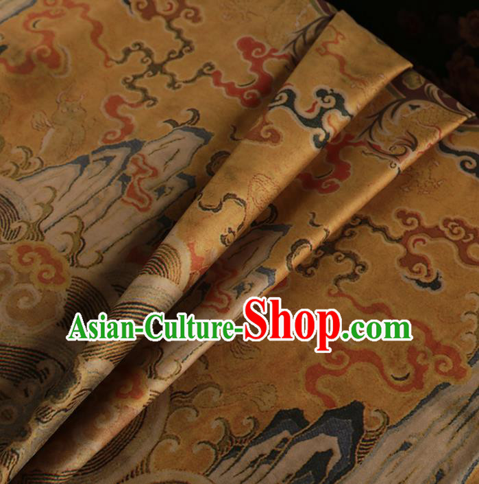 Chinese Classical Cloud Pattern Design Ginger Mulberry Silk Fabric Asian Traditional Cheongsam Silk Material