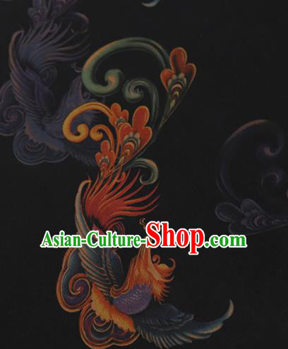 Chinese Classical Phoenix Pattern Design Black Mulberry Silk Fabric Asian Traditional Cheongsam Silk Material