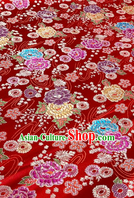 Chinese Classical Royal Pattern Design Red Brocade Fabric Asian Traditional Satin Tang Suit Silk Material