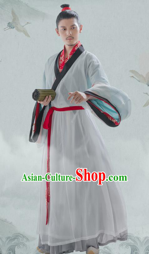 Chinese Ancient Scholar Hanfu Clothing Traditional Jin Dynasty Nobility Childe Costumes for Men