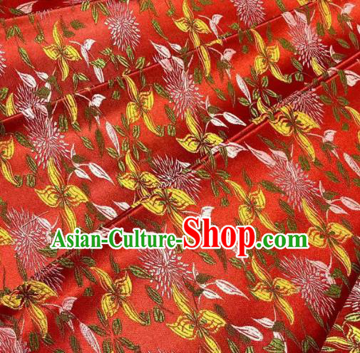 Chinese Classical Royal Flowers Pattern Design Red Brocade Fabric Asian Traditional Satin Tang Suit Silk Material