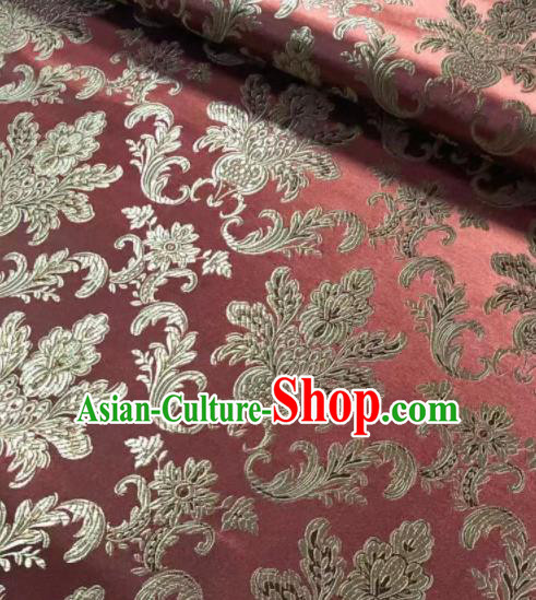 Chinese Classical Royal Pattern Design Wine Red Brocade Fabric Asian Traditional Satin Tang Suit Silk Material
