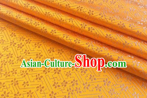 Chinese Classical Babysbreath Pattern Design Golden Brocade Fabric Asian Traditional Satin Silk Material