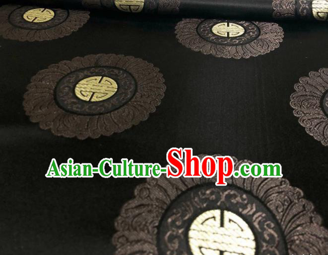 Chinese Classical Royal Pattern Design Black Brocade Fabric Asian Traditional Satin Silk Material