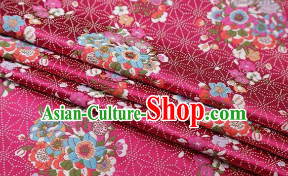 Chinese Classical Flowers Bouquet Pattern Design Rosy Brocade Fabric Asian Traditional Satin Silk Material