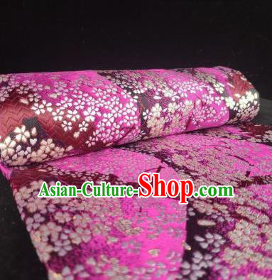 Japanese Classical Sakura Pattern Design Rosy Brocade Fabric Asian Traditional Satin Kimono Silk Material