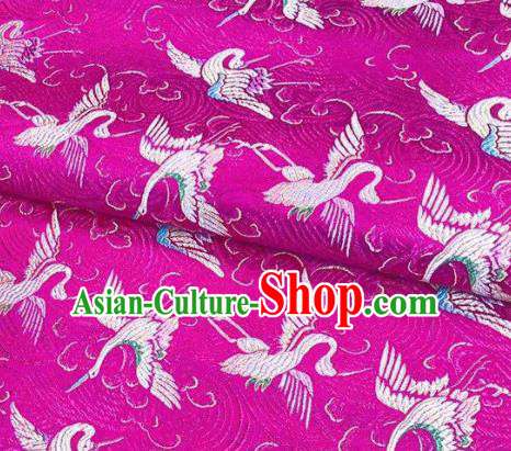 Chinese Classical Royal Cranes Pattern Design Rosy Brocade Fabric Asian Traditional Satin Silk Material