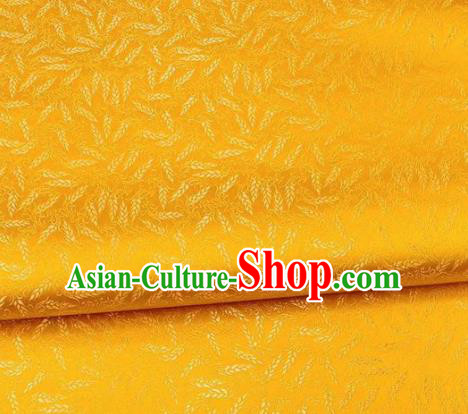 Chinese Classical Wheat Pattern Design Golden Brocade Fabric Asian Traditional Satin Silk Material