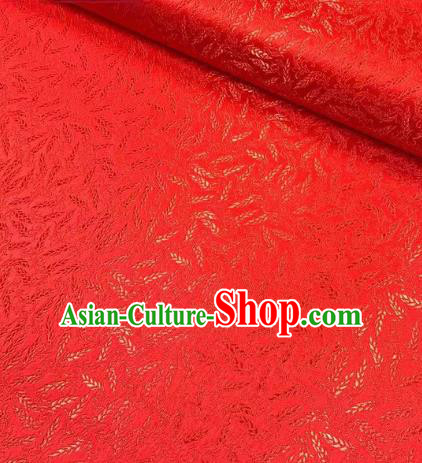 Chinese Classical Wheat Pattern Design Red Brocade Fabric Asian Traditional Satin Silk Material