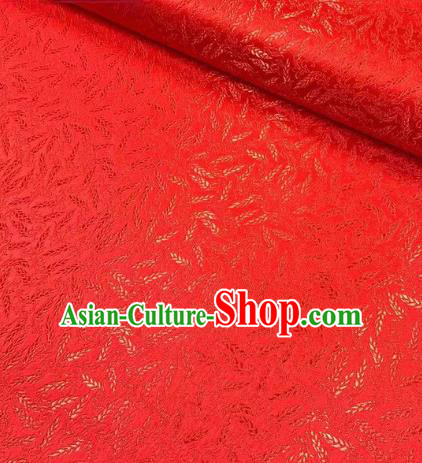Chinese Classical Wheat Pattern Design Red Brocade Fabric Asian Traditional Satin Silk Material