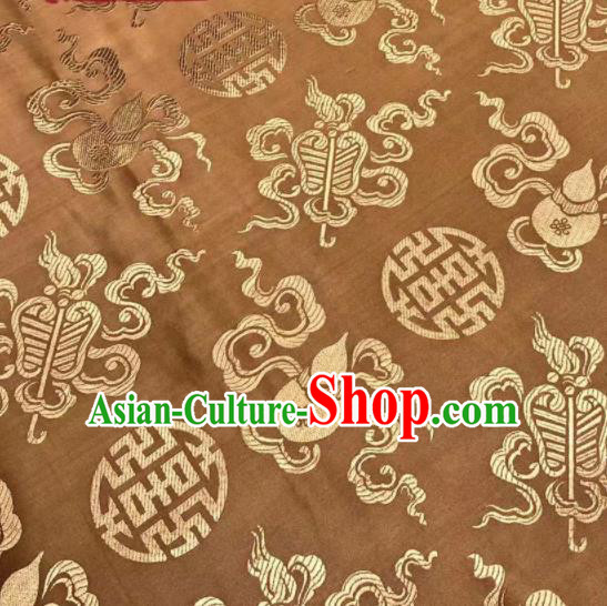 Chinese Royal Eight Immortals Pattern Design Brown Brocade Fabric Asian Traditional Satin Silk Material