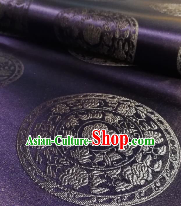 Chinese Royal Peony Pattern Design Purple Brocade Fabric Asian Traditional Satin Silk Material