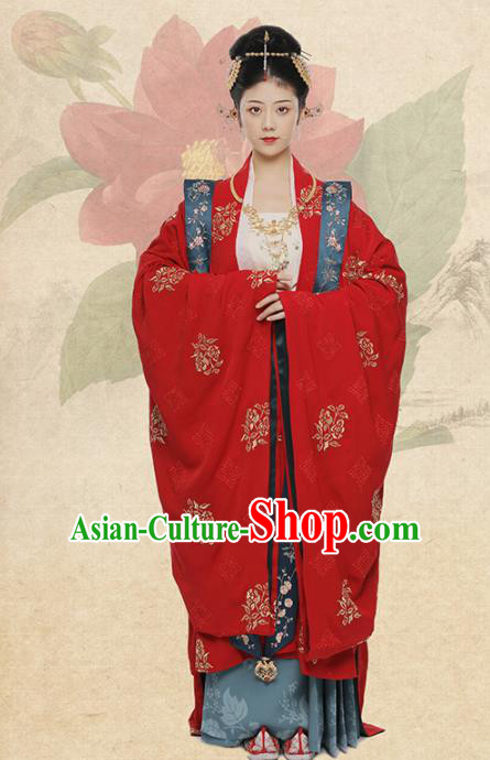 Chinese Ancient Queen Wedding Red Hanfu Dress Traditional Song Dynasty Imperial Empress Costumes for Women