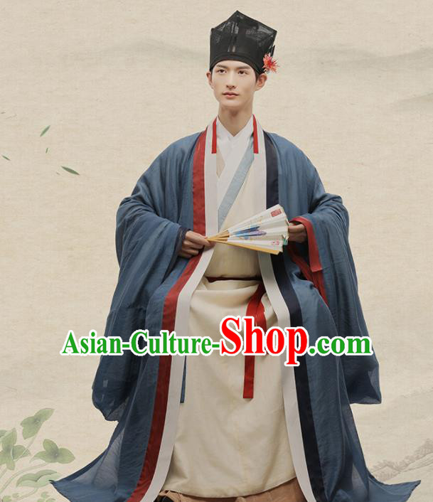 Chinese Ancient Scholar Hanfu Clothing Traditional Song Dynasty Litterateur Su Shi Costumes for Men