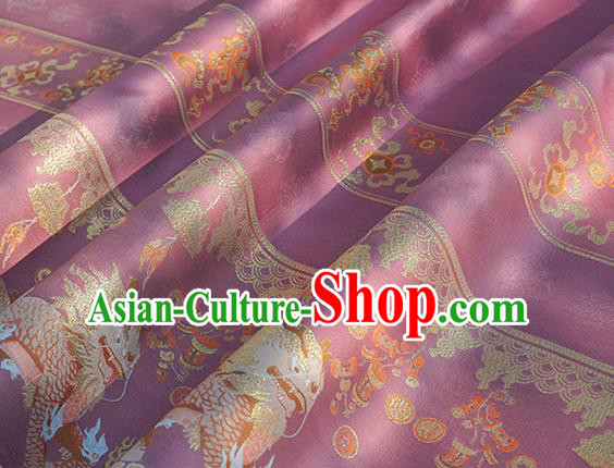 Chinese Royal Kylin Pattern Design Rosy Brocade Fabric Asian Traditional Horse Face Skirt Satin Silk Material