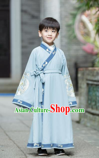 Chinese Traditional Ming Dynasty Scholar Costume Ancient Taoist Hanfu Clothing for Kids