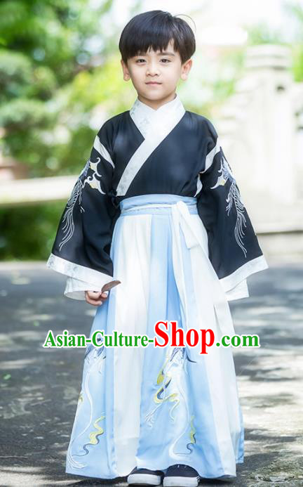 Chinese Traditional Ming Dynasty Swordsman Costume Ancient Scholar Hanfu Clothing for Kids