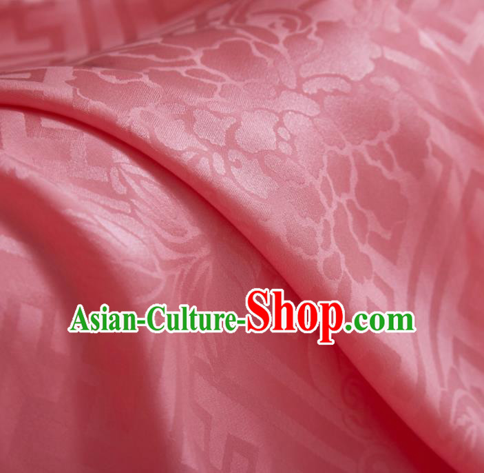 Chinese Classical Peony Pattern Design Pink Silk Fabric Asian Traditional Cheongsam Brocade Material