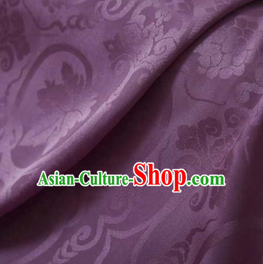 Chinese Classical Grape Vine Pattern Design Purple Silk Fabric Asian Traditional Cheongsam Brocade Material