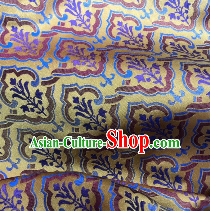 Chinese Classical Pattern Design Yellow Silk Fabric Asian Traditional Cheongsam Brocade Material