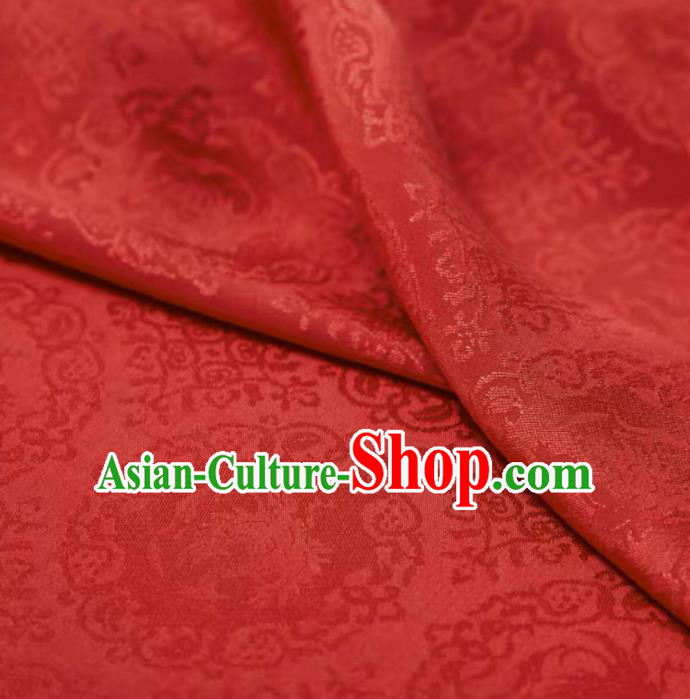 Chinese Classical Rosefinch Pattern Design Red Silk Fabric Asian Traditional Cheongsam Brocade Material