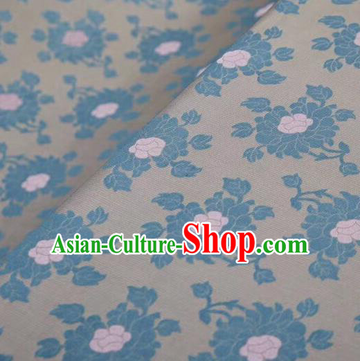 Chinese Classical Flowers Pattern Design Grey Silk Fabric Asian Traditional Cheongsam Brocade Material