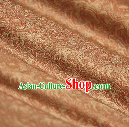 Chinese Classical Pattern Design Orange Silk Fabric Asian Traditional Cheongsam Brocade Material