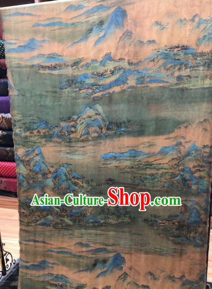 Asian Chinese Traditional Landscape Pattern Design Gambiered Guangdong Gauze Fabric Silk Material