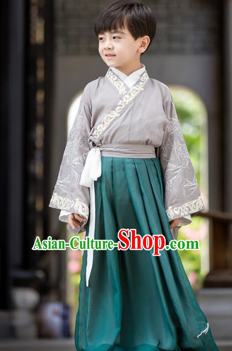 Chinese Traditional Han Dynasty Swordsman Costume Ancient Scholar Hanfu Clothing for Kids