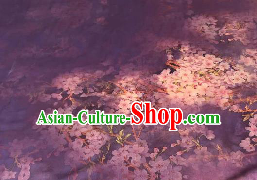 Asian Chinese Traditional Pear Flowers Pattern Design Purple Gambiered Guangdong Gauze Fabric Silk Material