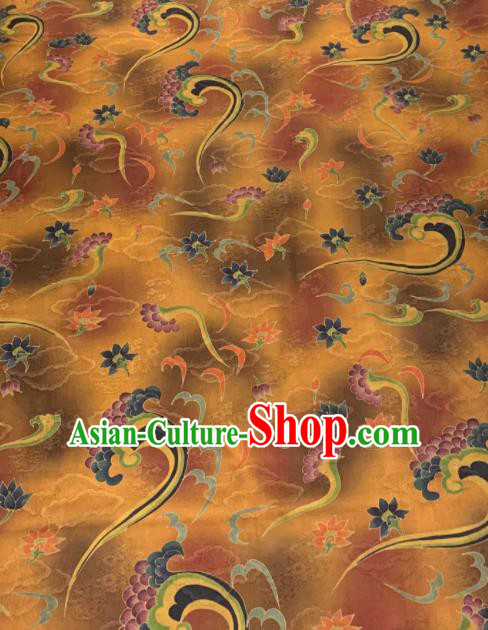 Asian Chinese Traditional Pattern Design Ginger Gambiered Guangdong Gauze Fabric Silk Material