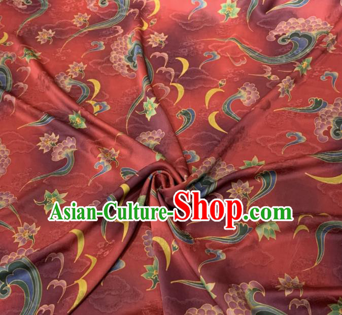 Asian Chinese Traditional Pattern Design Red Gambiered Guangdong Gauze Fabric Silk Material