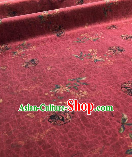 Asian Chinese Traditional Flower Butterfly Pattern Design Red Gambiered Guangdong Gauze Fabric Silk Material