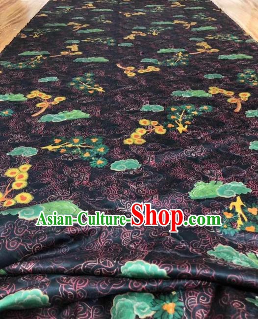 Asian Chinese Traditional Cloud Plum Pattern Design Navy Gambiered Guangdong Gauze Fabric Silk Material