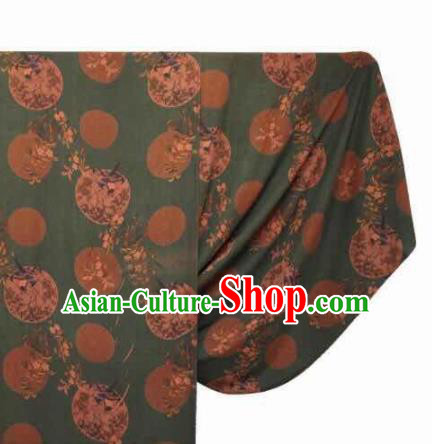 Asian Chinese Traditional Plum Pattern Design Deep Green Gambiered Guangdong Gauze Fabric Silk Material