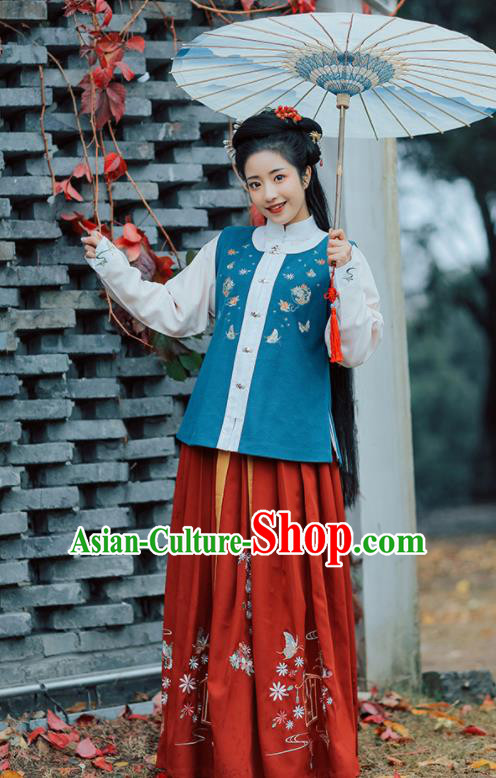 Chinese Ancient Rich Lady Hanfu Dress Traditional Ming Dynasty Nobility Embroidered Costumes for Women