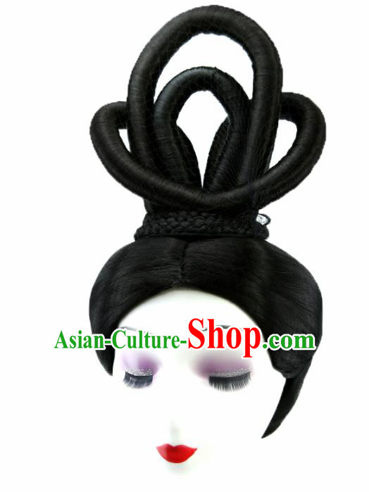 Chinese Ancient Goddess Wigs Hair Accessories Drama Palace Princess Chignon for Women