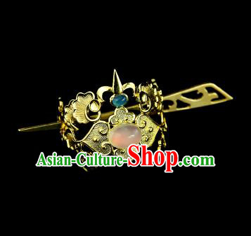 Chinese Drama Royal Prince Pink Glass Cloud Hair Crown and Hairpin Ancient Swordsman Hair Accessories for Men